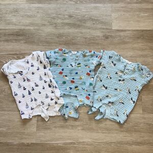 Angel Dear Romper 3 Piece Bundle Cotton Sailboats Popsicle Seagulls-Size 12-18M